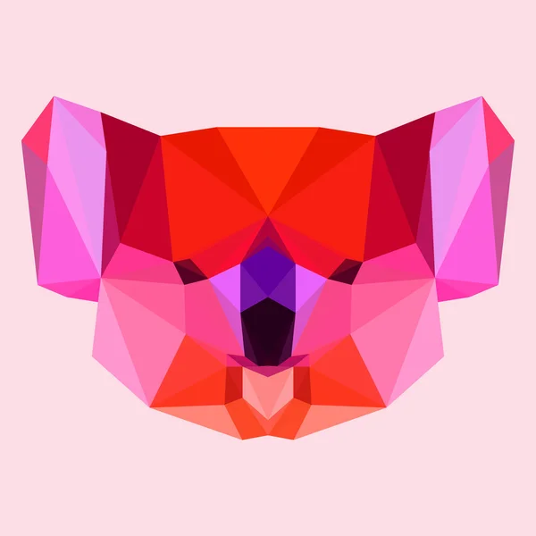 Fond lumineux rouge polygonale abstrait géométrique koala — Image vectorielle