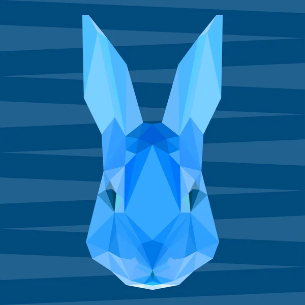 Conejo de triángulo geométrico poligonal de color azul abstracto para su uso en el diseño de tarjetas, invitaciones, carteles, pancartas, carteles o carteleras — Vector de stock