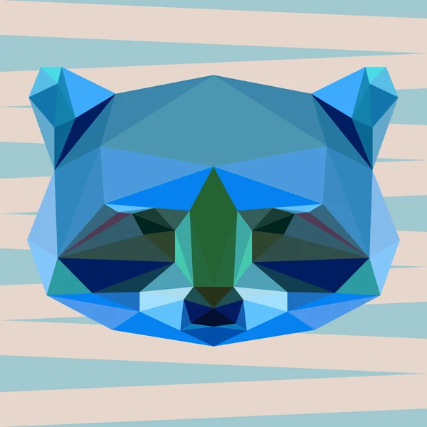 Blue colored polygonal abstract geometric raccoon for use in design for card, invitation, poster, banner, placard or billboard cover — Stock Vector