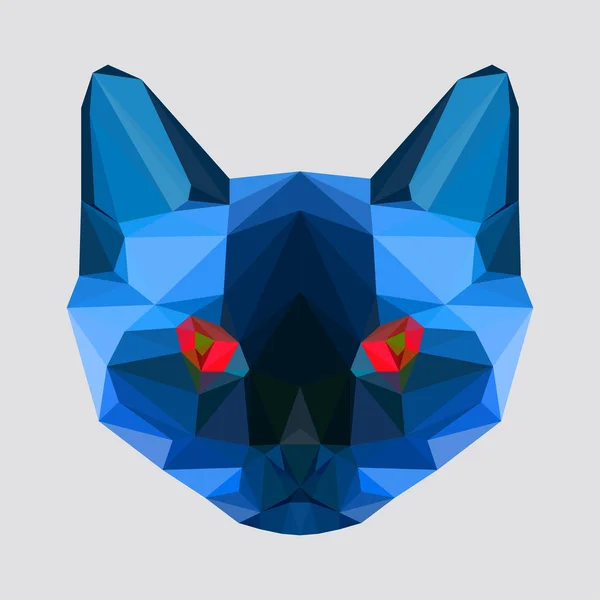 Gato siamés geométrico poligonal abstracto azul brillante — Vector de stock