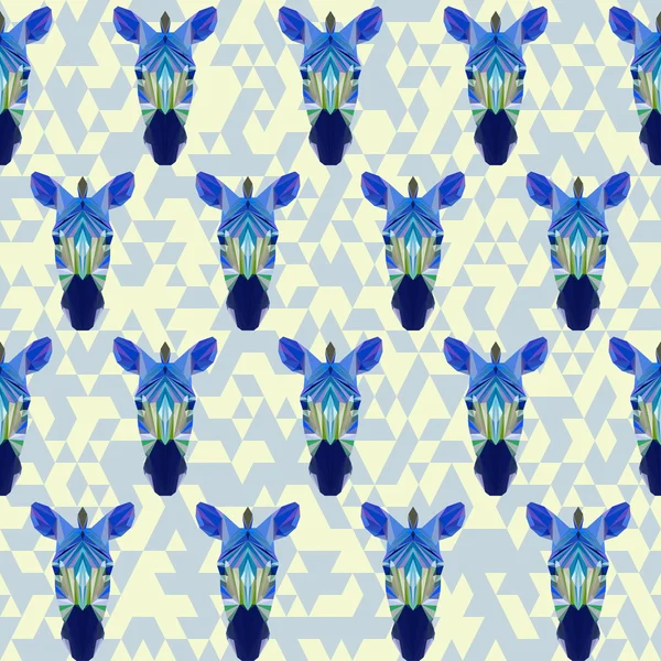 Helder blauw gekleurde abstracte veelhoekige zebra naadloze patroon achtergrond — Stockvector