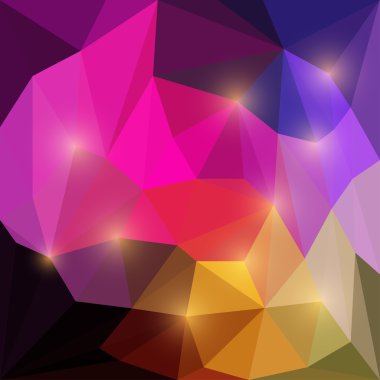 Alev alev yanan goudy vektör üçgen geometrik poligonal arka plan parlak göz kamaştırıcı ışıklar ile