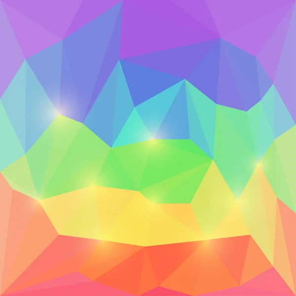 Abstrakte regenbogenfarbene Vektor dreieckigen geometrischen Hintergrund mit hellen gelben grellen Lichtern — Stockvektor