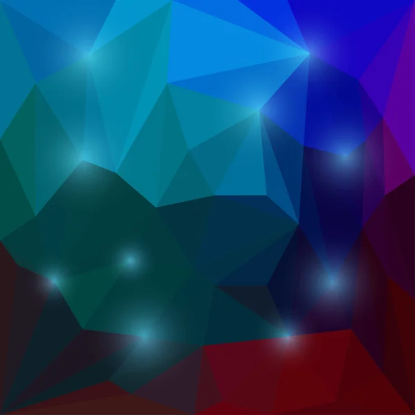 Abstrait fond géométrique triangulaire vecteur de couleur bleu profond et rouge avec des lumières bleues éclatantes — Image vectorielle