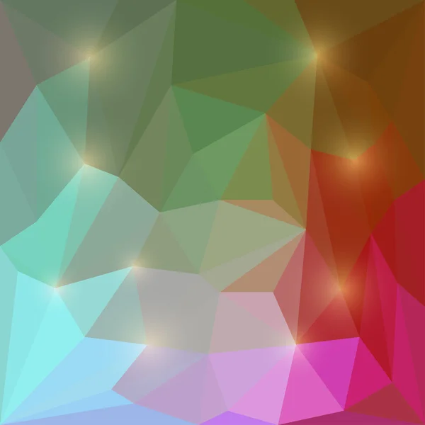 Абстрактний строкатий веселковий кольоровий векторний трикутний геометричний фон з яскравими блискучими вогнями — стоковий вектор