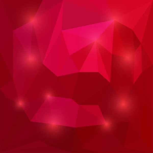Abstracte diep dieprode gekleurde vector driehoekige veelhoekige geometrische achtergrond met felle rode oog springende lichten — Stockvector