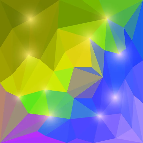 Абстрактный яркий радужный векторный треугольный геометрический многоугольный фон с яркими яркими огнями — стоковый вектор