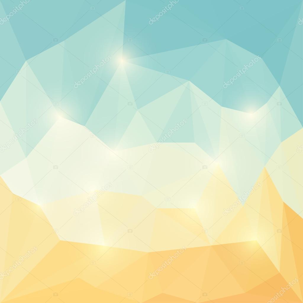 Abstract soft colored vector triangular geometric background with soft yellow glaring lights