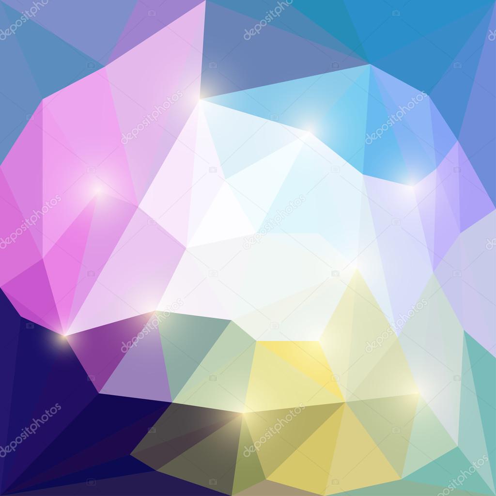 Abstract different colored vector triangular geometric background with bright glaring lights