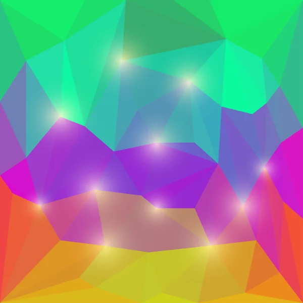 Abstrait rouge vif, violet, vert et bleu fond polygonal triangulaire avec des lumières éclatantes pour une utilisation dans la conception — Image vectorielle