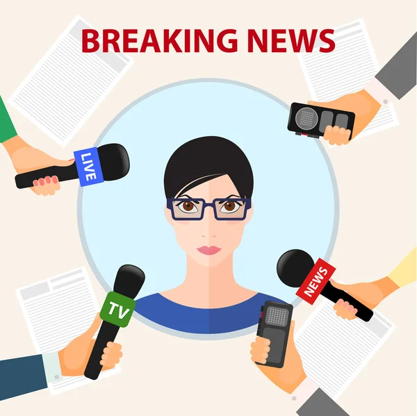 Conceptual illustration on the theme of breaking news — Stock Vector