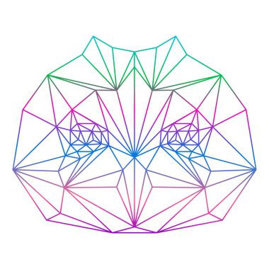 poligonal soyut vektör degrade renkli baykuş siluet çizilir 