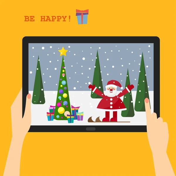 Holiday greeting card with a smiling Santa — Stock Vector