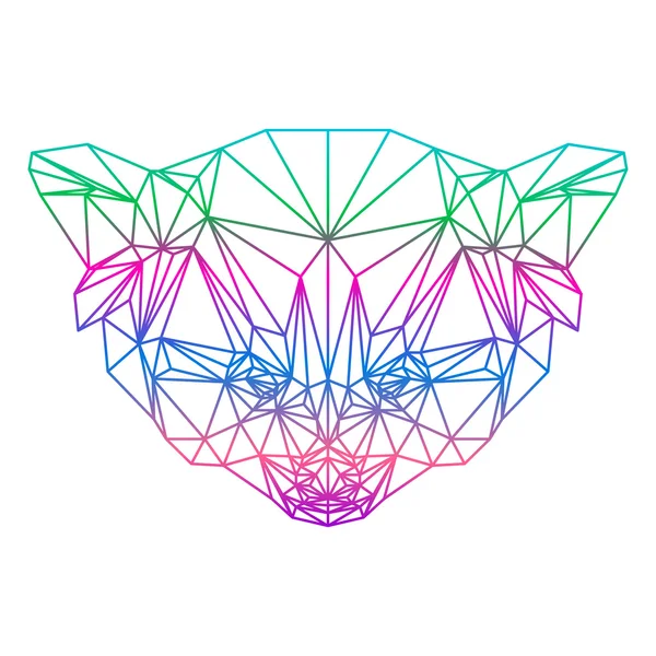 Polygonální abstraktní vektor přechodu barevných panda červená silueta — Stockový vektor