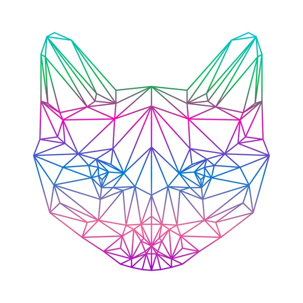 Veelhoekige abstract vector kleurovergang gekleurde siamese kat silhouett — Stockvector