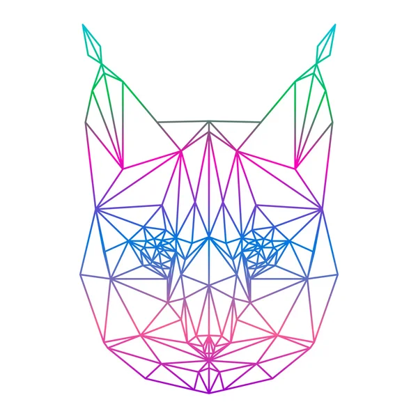 Silueta de lince color degradado poligonal abstracto vector dibujado — Archivo Imágenes Vectoriales