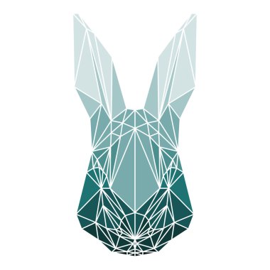 Beyaz bir arka plan üzerinde izole poligonal soyut tavşan