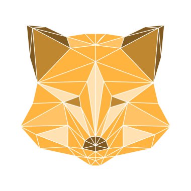 Beyaz bir arka plan üzerinde izole poligonal soyut fox