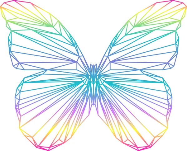 Polygonal abstrakt gradient färgade butterfly silhouette dras jag — Stock vektor