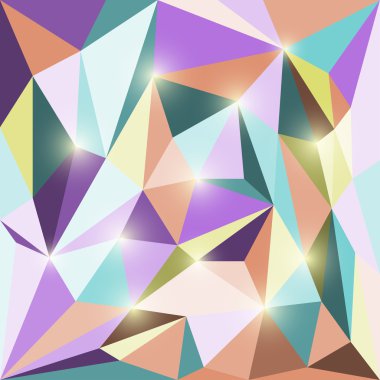 Göz kamaştırıcı ışıklar ile poligonal üçgen geometrik arka plan soyut parlak renkli