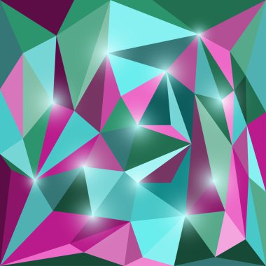 Göz kamaştırıcı ışıklar ile poligonal üçgen geometrik arka plan soyut parlak renkli