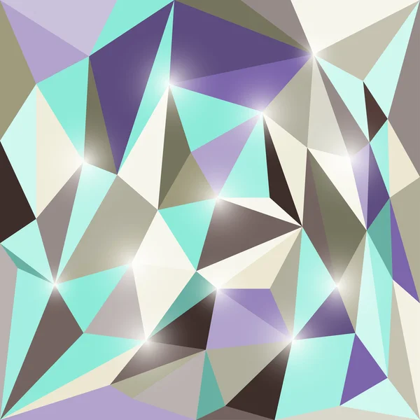 Fondo geométrico triangular poligonal de color brillante abstracto con luces deslumbrantes — Vector de stock