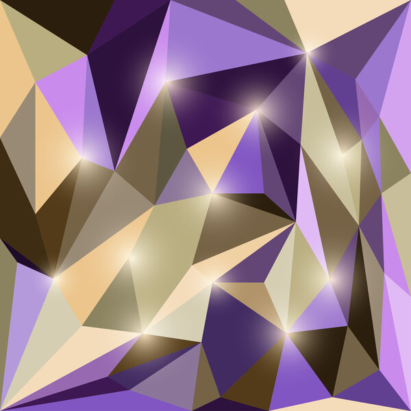 Abstract bright colored polygonal triangular geometric background with glaring lights