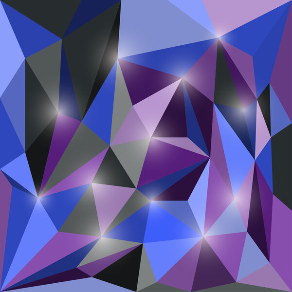 Abstract bright colored polygonal triangular geometric background with glaring lights