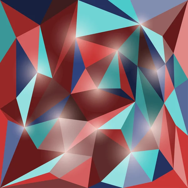 Fond géométrique triangulaire polygonal lumineux abstrait avec des lumières éclatantes — Image vectorielle