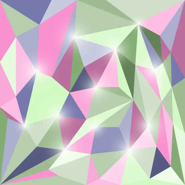 Fondo geométrico triangular poligonal de color brillante abstracto con luces deslumbrantes — Vector de stock