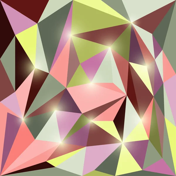 Fondo geométrico triangular poligonal de color brillante abstracto con luces deslumbrantes — Vector de stock