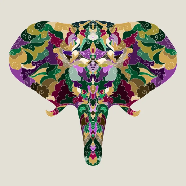 Dessin à la main fond d'éléphant abstrait ornemental — Image vectorielle