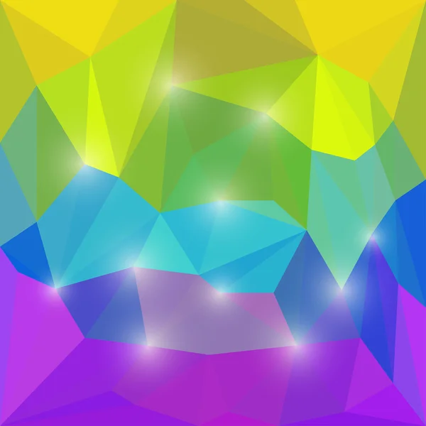 Abstract bright colored polygonal triangular background with glaring lights for use in design — Stock Vector