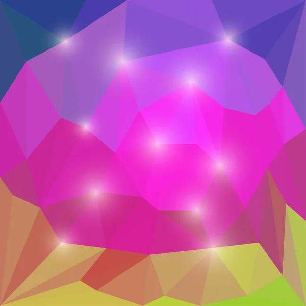 Fondo triangular poligonal de color brillante abstracto con luces deslumbrantes para su uso en diseño — Archivo Imágenes Vectoriales