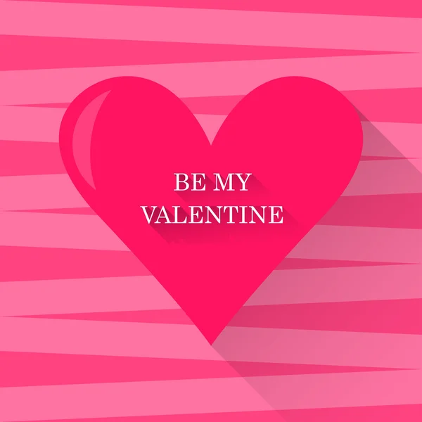 バレンタインの日のグリーティング カードのデザインでの使用の流行のフラット スタイルでピンク色心で明るいイラスト — ストックベクタ
