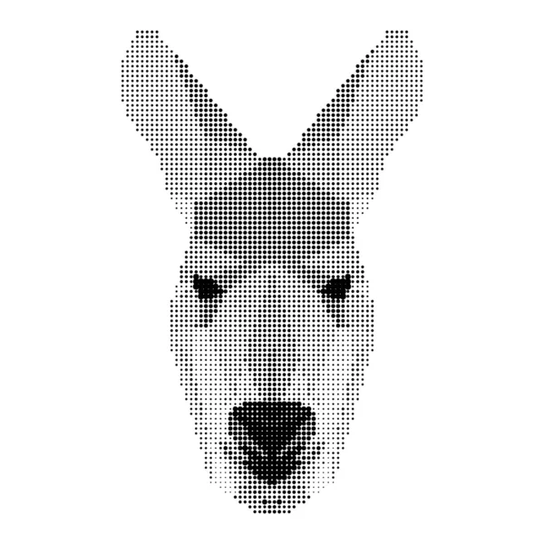 Abstrakte monochrome Känguru-Porträt von Kreisen isoliert auf weißem Hintergrund — Stockvektor