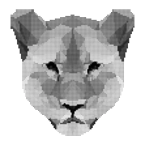 Retrato de leão monocromático abstrata de círculos isolado no fundo branco — Vetor de Stock