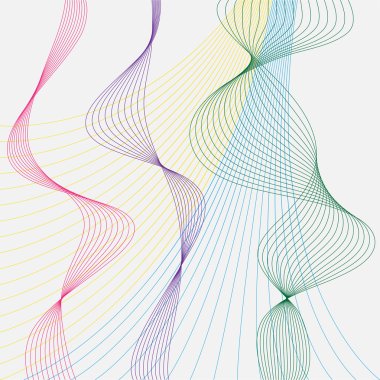 Illustration with smooth flexible curved motley colored lines set isolated on light grey bacground for use in design