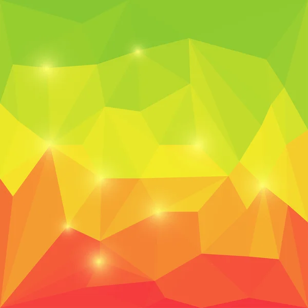 Abstract bright orange, yellow and green colored polygonal geometric triangular background for use in design for card, invitation, poster, banner, placard or billboard cover — Stock Vector