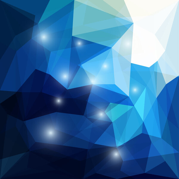 Abstract bright colored polygonal triangular background with glaring lights for use in design for card, invitation, poster, banner, placard or billboard cover