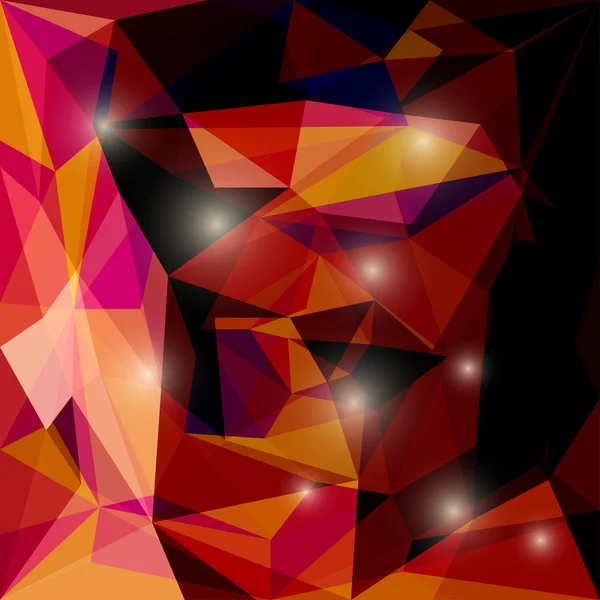 Абстрактный яркий многоугольный треугольный фон с яркими огнями для использования в оформлении открытки, приглашения, плаката, баннера, плаката или обложки рекламного щита — стоковый вектор