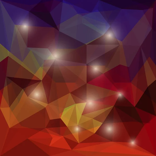 Abstrato fundo triangular poligonal colorido brilhante com luzes brilhantes para uso em design para cartão, convite, cartaz, banner, cartaz ou capa de cartaz — Vetor de Stock