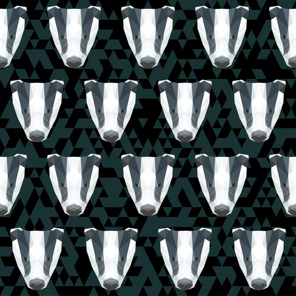 Abstract polygonal geometric triangle badger seamless pattern background for use in design — Stockvector