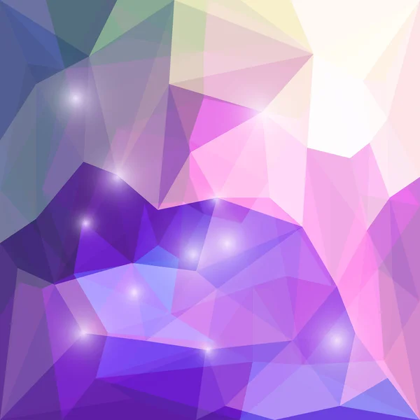 Abstract purple and lilac colored polygonal triangular background with glaring lights for use in design for card, invitation, poster, banner, placard or billboard cover — Stockvector