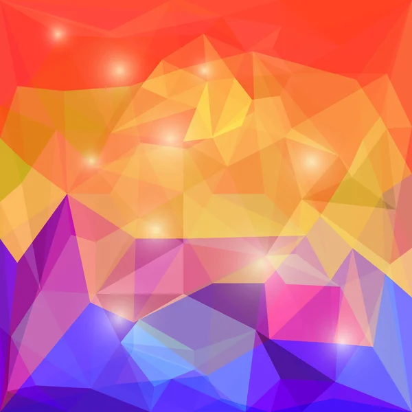 Abstract bright polygonal triangular background with glaring lights for use in design for card, invitation, poster, banner, placard or billboard cover — Stock vektor