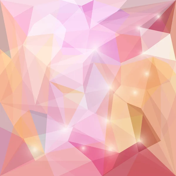 Abstract soft orange and pink motley colored polygonal triangular background with glaring lights for use in design for card, invitation, poster, banner, placard or billboard cover — ストックベクタ