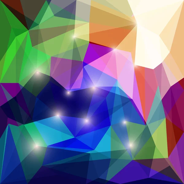 Fond triangulaire polygonal lumineux abstrait avec des lumières éclatantes pour une utilisation dans la conception de cartes, d'invitations, d'affiches, de bannières, de plaques ou de panneaux d'affichage — Image vectorielle