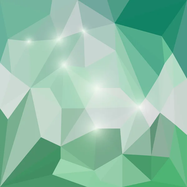 Abstrato tipo verde fundo triangular poligonal com luzes brilhantes para uso em design de cartão, convite, cartaz, banner, cartaz ou capa de cartaz — Vetor de Stock