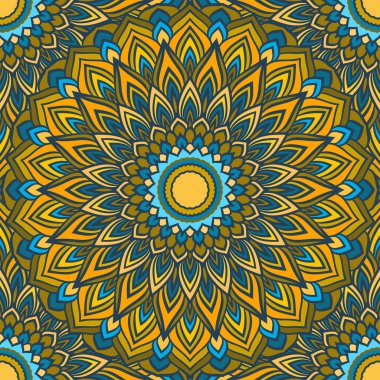 Parlak el-çizim süs çiçek sorunsuz arka plan tasarımı ipek boyun atkısı veya baskı Tekstil veya kartı, davet veya afiş kapak için tasarım kullanmak için birçok bilgi ile