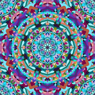 Parlak el-çizim süs çiçek sorunsuz arka plan tasarımı ipek boyun atkısı veya baskı Tekstil veya kartı, davet veya afiş kapak için tasarım kullanmak için birçok bilgi ile